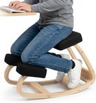 WUDLEP Ergonomic Kneeling Chair, Posture Stool for Home Office Meditation Wooden & Linen Cushion-Office Desk Stool, Wooden Kneeling Chair for Back and Neck Pain Relief and Improvement