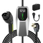 Portable Level 1 and Level 2 EV Charger 240V 32A (7.68kw) with 26ft Charging Cable NEMA 14-50 5-15 for SAE-J1772 Electric Vehicles Charging Station