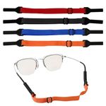 LUTER 4pcs Adjustable Glasses Straps,Universal Eyeglasses Strap Silicone Sunglasses Holder Strap,Glasses Lanyard,Eye Glasses String Holder Retainers for Men Women (Black,Orange,Red,Dark Blue) A11291