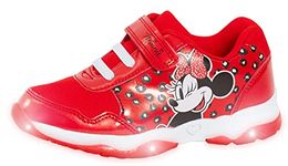 Disney Minnie Mouse Girls Light Up Trainers Red/White UK 11 Child