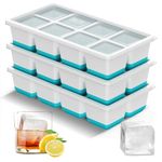 VEHHE Ice Cube Tray with Lid, Large Ice Cube Moulds for 24 Ice Cubes, Flexible Silicone Ice Cube Tray Easy Release, 3pcs Easy Stack Reusable Ice Trays for Freezer, for Whisky, Cocktails, Drinks