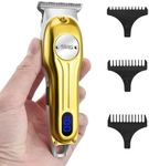 DSP Beard Trimmer for Men, Cordless Hair Clipper Shavers for Men, Facial Hair Trimmer for Beard & Mustache Trimming, Professional Haircut Kit for Men Rechargeable LED Display (Gold)