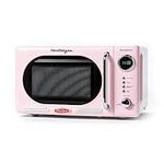 Nostalgia Retro Compact Countertop Microwave Oven - 0.7 Cu. Ft. - 700-Watts with LED Digital Display - Child Lock - Easy Clean Interior - Pink