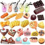 Miniature Food Drink, 30 PCS Mini Food Drink 1:12 Scale Miniature Dolls House Food Accessories Mini Pretend Play Food Set Miniature Kitchen Accessories Compatible for Barbie Doll House