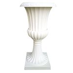 Classic Urn Planter, Traditional Plastic Urn Planter Indoor Outdoor Decorative Urn Planter, White Vintage Style Flower Pot for Porch Front Door Balcony Decoration ( 19. 65 inches Height )