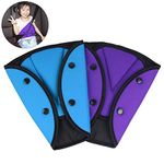 AK KYC 2 Pack Car Safety Kids Seatbelt Adjuster Cover Strap Mash Shoulder Pad Children Seat Belt Clips Purple + Blue