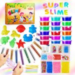 Slime Kit for Girls 6-12, Slime Making Kit with 18 Colors Crystal Clear Slime, DIY Stress Relief Butter Slime, Slime for Kids Christmas Party Favors