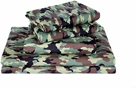 Chezmoi Collection Militare Camo 4 Pezzi Foglio Set - Camouflage Verde Militare Stampato Morbido Microfibra, Full Size