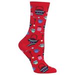 Hot Sox womens Women's Tea Pots Crew Casual Sock, Red, 4 - 10.5 Large US