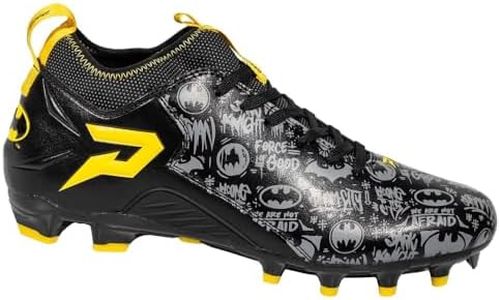 Phenom Elite Batman Football Cleats – Quantum Speed | Black Dark Knight Edition | Lightweight Speed Performance Cleats for Men’s & Kids (US Footwear Size System, Adult, Men, Numeric, Medium, 13)