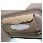 Automaze PU Leather Car Sun Visor Back Seat Tissue Napkin Box Holder, Interior Car Accessories (Beige, Sun Visor Type)