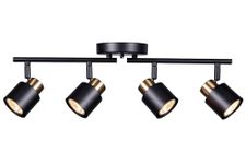 CRAFTRONOS 4 Light Track Lighting Kit, Matt Black Brass Finish Adjustable with Moden Flush Mount Ceiling Spotlight for Kitchen,Living Room,Home Improvement