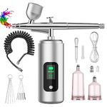 Airbrush Kit, EnjoyNest Rechargeable Auto Cordless Handheld Airbrush Gun with Air Compressor for Painting, Nails, Model, Cake, DIY Clothing and Makeup