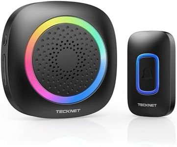 TECKNET Wireless Doorbell, Plug and Play, IP66 Waterproof Door Chime with RGB Light, 1300ft Door Bell for Home, 60 Chimes & 5 Level Volume, up to 4.5 Years Using Time Cordless Doorbell for Classroom