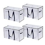 VENO 4 Pack Moving Bags, Moving Supplies, Moving Boxes, College Packing Storage Boxes with Lids Alternative, Heavy Duty Totes, Extra Large, Sturdy Handles, Zipper, for Packaging (Clear, 4 Pack)