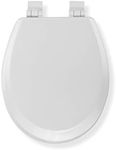 Croydex Carron Wooden Toilet Seat Soft Close, No Movement Grip Pad Technology, Adjustable Hinges, Bottom Fix, Treated Surface, Fit All Standard Toilets, All Fittings Included, White Wood