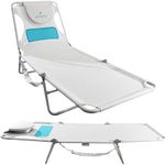 Ostrich Outdoor Lightweight Folding Adjustable Reclining Ladies Mens Comfort Chaise Lounge Beach Chair for Tanning Pool Lake Patio Lawn Camping, White