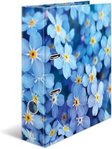 HERMA Folder A4 Blue Flowers, 7 cm Wide, Children's Ring Binder with Plants Motif, Colourful Lever Arch File with Inner Print for Boys and Girls
