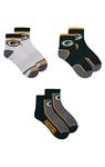 NFL Men's 3-Pack Sport Quarter Fan Socks | Sock Size 10-13 | Green Bay Packers