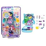 Polly Pocket Dolls and Playset, Animal Toys, Pajama Party Snowy Sleepover Owl Compact Playset with Water Play and 2 Color-Change Pieces, HKV37