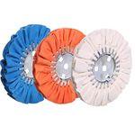 FANXIANG Airway Buffing Wheel Kit 3 PCs kit (1 pcs White & 1 pcs Orange & 1 pcs Blue) 8" in Diameter 5/8" in Arbor Hole 16 Ply for Angle Grinder 3 Pcs