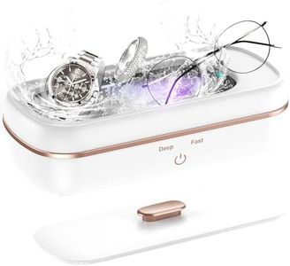 Ultrasonic Jewelry Cleaner 47000Hz with UV Chip, APAILANT® Sonic Cleaner for Rings, Necklaces, Coins, Dentures, Eyeglasses, Watches, Sterilizing Function, 420ml Stainless Steel Tank