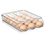 Egg Holder for Fridge, Eggs Fresh Storage Box for Refrigerator, Auto Rolling Egg Container Tray, Fridge Storage Organizer for Kitchen (1 Layer)