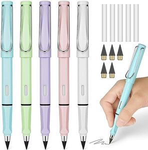 Ainiv Lapiz Infinito, 5Pz Macarrones Lápiz Infinito con 5 Puntas De Repuesto Lápiz Sin Tinta y 5 Borradores, Lapiz Eterno Portátil Reutilizable Borrable, Lápiz Eterno para Escuela, Oficina, Dibujo