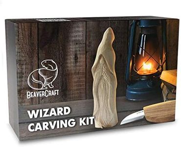 BeaverCraft Whittling Kit for Beginners, Wood Carving Kit for Beginners - Wood Carving Tools Woodworking Kit for Adults and Teens - Whittling Knife Kit with Wood Blocks - Wood Carving Set DIY03 Wizard
