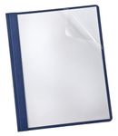 Oxford Duotang Linen Clear Front Report Cover, Letter Size, Navy, 85 Sheet Capacity, 5-Pack