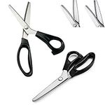 2 x Pinking Shears for Fabric Cutting and Paper Craft, with 5mm Zigzag and Scallop Edges, Dressmaking Sewing Scissors, Zig zag Scissors