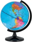 TCP Global 6" Blue Ocean World Globe with Black Base - Compact Mini Political Globe, Vertical Axis Rotation - Fun, Educational, Learn Earth Geography - School, Home Office, Shelf Desktop Display