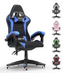 Racingreat Gaming Chair,Ergonomic Gaming Chair for Adults, Height Adjustable Reclining Computer Game Chair Comfortable with Headrest and Lumbar Support (Without Footrest, Blue)