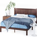 Zinus Adrian King size Bed frame - Bed 150x200 cm - 31 cm Height - Wooden Bed frame with Headboard and Wood slat support - Rustic Style Brown