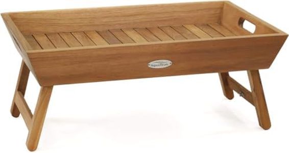 AquaTeak Manada™ Solid Teak Bed Serving Tray with Fold Out Legs