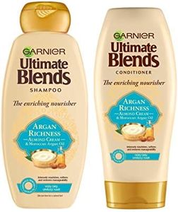 Garnier Ultimate Blends Shampoo & Conditioner Set | Argan Richness With Moroccan Argan Oil and Almond Cream Nourishing for Dry, Unruly Hair | 360 ml |