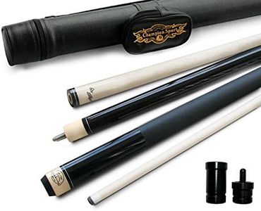 Champion ST Billiards Maple Black Pool Cue Stick 21 oz, Black Pool Case, Billiards Glove (Black case, 18-21oz Cue)