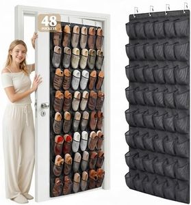 Ordovibe 48 Pockets Over the Door Shoe Organizer, Large Mesh Hanging Shoe Rack, 6-Column Heavy Duty Shoe Storage for Sneakers and Heels, Behind Door Holder for Entryway Bedroom Dorm College, Black
