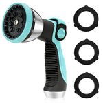 AUTOMAN Garden Hose Nozzle - 10 Spray Patterns Hose Sprayer, High Pressure Thumb Control On Off Valve, Metal Duty Water Nozzle, Extra 3 Washers, for Watering Garden, Cleaning, Washing Car, Showering Pets