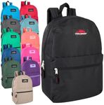 Trail maker 24 Pack Classic Backpacks in Bulk Wholesale Back Packs for Boys and Girls (Assorted 12 Color Pack)