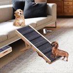 Aitakatta Adjustable Dog Ramp, Portable Folding Pet Ramp, 32" Long Wooden Pet Ramp for Bed with Non-Slip Traction Mat for Small Dogs, Dog Climbing Ladder for Sofa, Bed, Couch,Car(LGPT1,Gray)