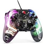 GameSir T4 Kaleid Transparent Wired Gaming Controller for Windows 10/11, Switch & Android TV Box, RGB Hue Color Lights, Gamepad PC Controller Joystick with Hall Effect Sticks /Hall Effect Triggers/Programmable/Built-in 6-axis Gyro/3.5mm Audio Jack