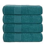 Elvana Home 4 Pack Bath Towel Set 27x54, 100% Ring Spun Cotton, Ultra Soft Highly Absorbent Machine Washable Hotel Spa Quality Bath Towels for Bathroom, 4 Bath Towels Teal