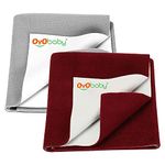 OYO BABY - Waterproof Baby Bed Protector Dry Sheets for New Born Babies - Reusable Mats - Cot & Bassinet Gift Pack -Small 70x50-(Grey + Maroon)