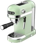 Spector Espresso Machine,Manual Coffee Machine,20-Bar Pump,Powerful Steam Wand, Compact Design 15 cm wide,Fits Coffee Mug,Warmer Green