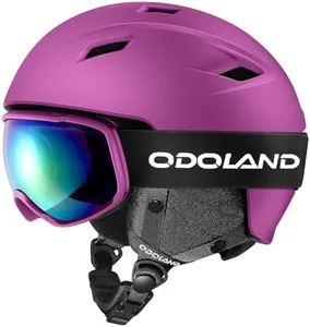 Odoland Ski Helmet and Goggles Set, Snowboard Helmet Glasses for Men, Women & Youth - Shockproof/Windproof Gear for Skiing, Snowboarding,Purple,M