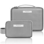 Aucuu 2Pcs Makeup Bag, Large Cosmetic Bag, Cosmetic Bag, Portable Makeup Organizer Bag, Travel Makeup Bag for Women Girls (Grey)