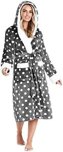 CityComfort Dressing Gowns For Women, Soft Fleece Women's Robes (Charcoal/White, M)