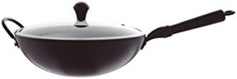 JIA Carbon Steel Companion Wok with Lid - 32CM, Black