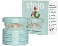 STOJO Collapsible Bowl 5 Set - Translucent Aquamarine, 36oz - Reusable Silicone Bowl for Hot and Cold Food - Perfect for Travel, Meal Prep, To-Go Lunch, Camping & Hiking - Microwave & Dishwasher Safe